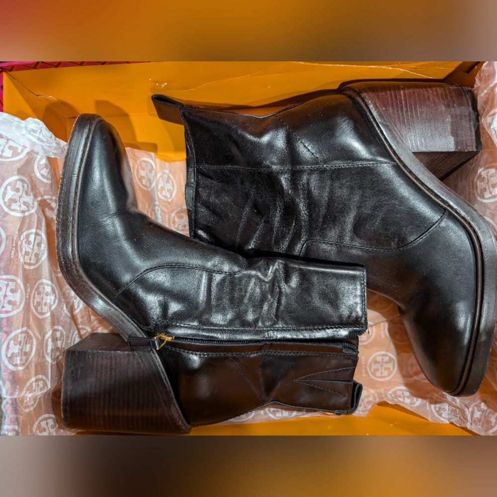 Tory Burch - Sculpted Heeled Leather Ankle Boots